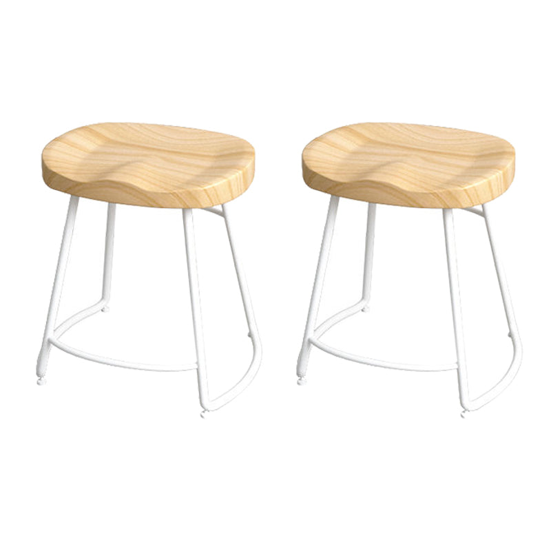 Modern Style Bar-stool with Footrest Iron Sled Legs for Kitchen Bar Natural Wood White 2 Piece Set Short Stool(18"H) Clearhalo 'Bar Furniture' 'Bar Stools' 'bar_stools' 'furn' 'furn_bar_stools' 'furniture_bar_stools' 'Kitchen & Dining Furniture' 'kitchen&dining_furn' 'kitchen' 'kitchen_furn' Furniture' 4664954