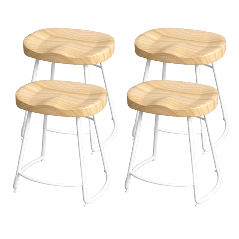 Modern Style Bar-stool with Footrest Iron Sled Legs for Kitchen Bar Natural Wood White 4 Piece Set Short Stool(18"H) Clearhalo 'Bar Furniture' 'Bar Stools' 'bar_stools' 'furn' 'furn_bar_stools' 'furniture_bar_stools' 'Kitchen & Dining Furniture' 'kitchen&dining_furn' 'kitchen' 'kitchen_furn' Furniture' 4664955