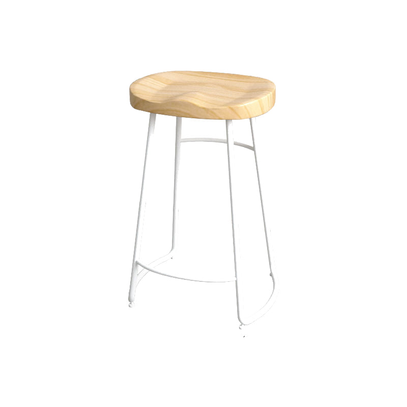 Modern Style Bar-stool with Footrest Iron Sled Legs for Kitchen Bar Natural Wood White 1 Piece Counter Stool(26"H) Clearhalo 'Bar Furniture' 'Bar Stools' 'bar_stools' 'furn' 'furn_bar_stools' 'furniture_bar_stools' 'Kitchen & Dining Furniture' 'kitchen&dining_furn' 'kitchen' 'kitchen_furn' Furniture' 4664956