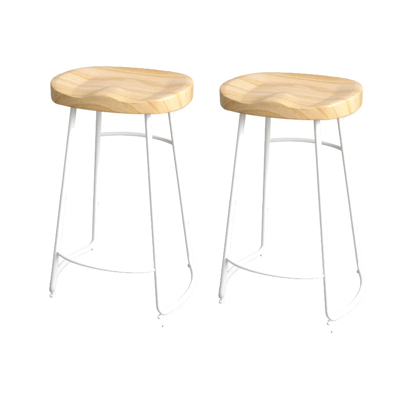 Modern Style Bar-stool with Footrest Iron Sled Legs for Kitchen Bar Natural Wood White 2 Piece Set Counter Stool(26"H) Clearhalo 'Bar Furniture' 'Bar Stools' 'bar_stools' 'furn' 'furn_bar_stools' 'furniture_bar_stools' 'Kitchen & Dining Furniture' 'kitchen&dining_furn' 'kitchen' 'kitchen_furn' Furniture' 4664957