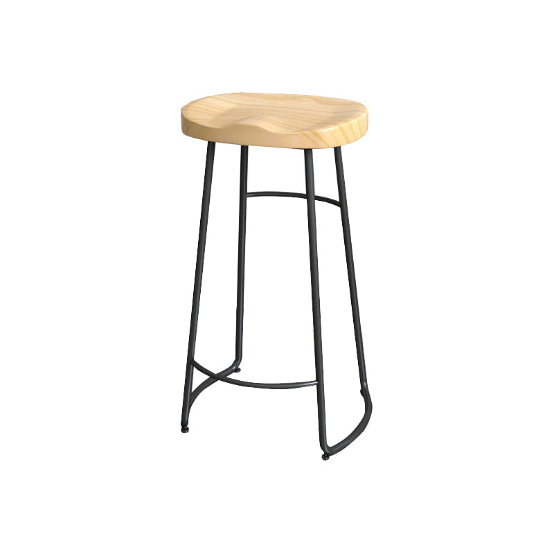 Modern Style Bar-stool with Footrest Iron Sled Legs for Kitchen Bar Natural Wood Black 1 Piece Bar Stool(30"H) Clearhalo 'Bar Furniture' 'Bar Stools' 'bar_stools' 'furn' 'furn_bar_stools' 'furniture_bar_stools' 'Kitchen & Dining Furniture' 'kitchen&dining_furn' 'kitchen' 'kitchen_furn' Furniture' 4664959