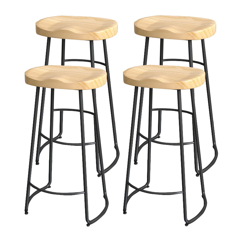 Modern Style Bar-stool with Footrest Iron Sled Legs for Kitchen Bar Natural Wood Black 4 Piece Set Bar Stool(30"H) Clearhalo 'Bar Furniture' 'Bar Stools' 'bar_stools' 'furn' 'furn_bar_stools' 'furniture_bar_stools' 'Kitchen & Dining Furniture' 'kitchen&dining_furn' 'kitchen' 'kitchen_furn' Furniture' 4664961
