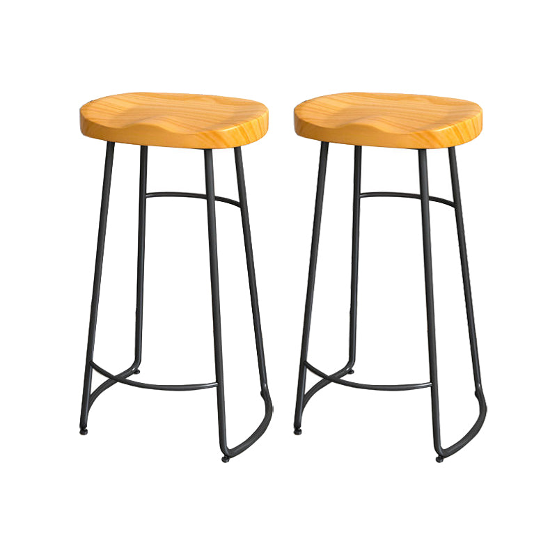 Modern Style Bar-stool with Footrest Iron Sled Legs for Kitchen Bar Black-Brown 2 Piece Set Bar Stool(30"H) Clearhalo 'Bar Furniture' 'Bar Stools' 'bar_stools' 'furn' 'furn_bar_stools' 'furniture_bar_stools' 'Kitchen & Dining Furniture' 'kitchen&dining_furn' 'kitchen' 'kitchen_furn' Furniture' 4664966