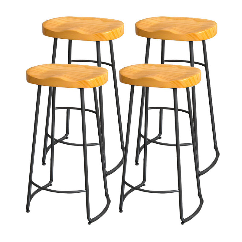Modern Style Bar-stool with Footrest Iron Sled Legs for Kitchen Bar Black-Brown 4 Piece Set Bar Stool(30"H) Clearhalo 'Bar Furniture' 'Bar Stools' 'bar_stools' 'furn' 'furn_bar_stools' 'furniture_bar_stools' 'Kitchen & Dining Furniture' 'kitchen&dining_furn' 'kitchen' 'kitchen_furn' Furniture' 4664967