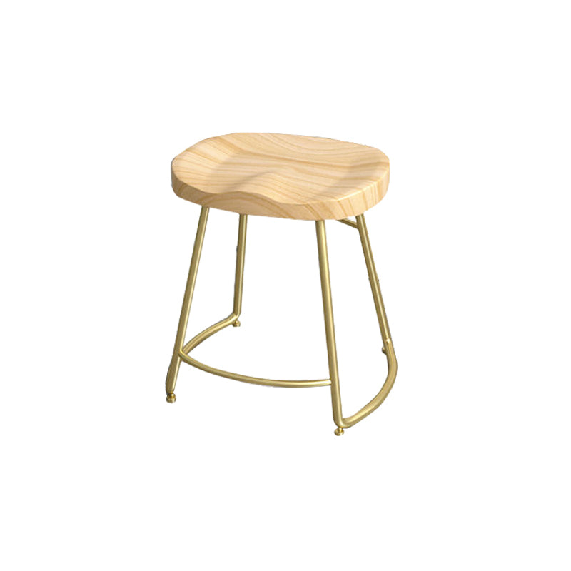 Modern Style Bar-stool with Footrest Iron Sled Legs for Kitchen Bar Natural Wood Antique Bronze 1 Piece Short Stool(18"H) Clearhalo 'Bar Furniture' 'Bar Stools' 'bar_stools' 'furn' 'furn_bar_stools' 'furniture_bar_stools' 'Kitchen & Dining Furniture' 'kitchen&dining_furn' 'kitchen' 'kitchen_furn' Furniture' 4664968