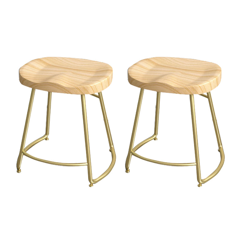 Modern Style Bar-stool with Footrest Iron Sled Legs for Kitchen Bar Natural Wood Antique Bronze 2 Piece Set Short Stool(18"H) Clearhalo 'Bar Furniture' 'Bar Stools' 'bar_stools' 'furn' 'furn_bar_stools' 'furniture_bar_stools' 'Kitchen & Dining Furniture' 'kitchen&dining_furn' 'kitchen' 'kitchen_furn' Furniture' 4664969