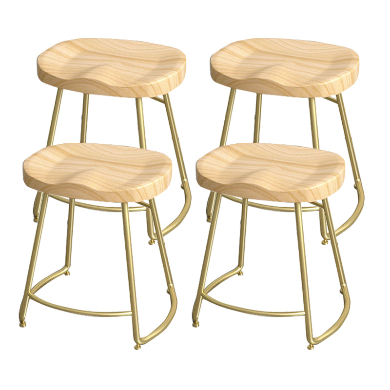 Modern Style Bar-stool with Footrest Iron Sled Legs for Kitchen Bar Natural Wood Antique Bronze 4 Piece Set Short Stool(18"H) Clearhalo 'Bar Furniture' 'Bar Stools' 'bar_stools' 'furn' 'furn_bar_stools' 'furniture_bar_stools' 'Kitchen & Dining Furniture' 'kitchen&dining_furn' 'kitchen' 'kitchen_furn' Furniture' 4664970