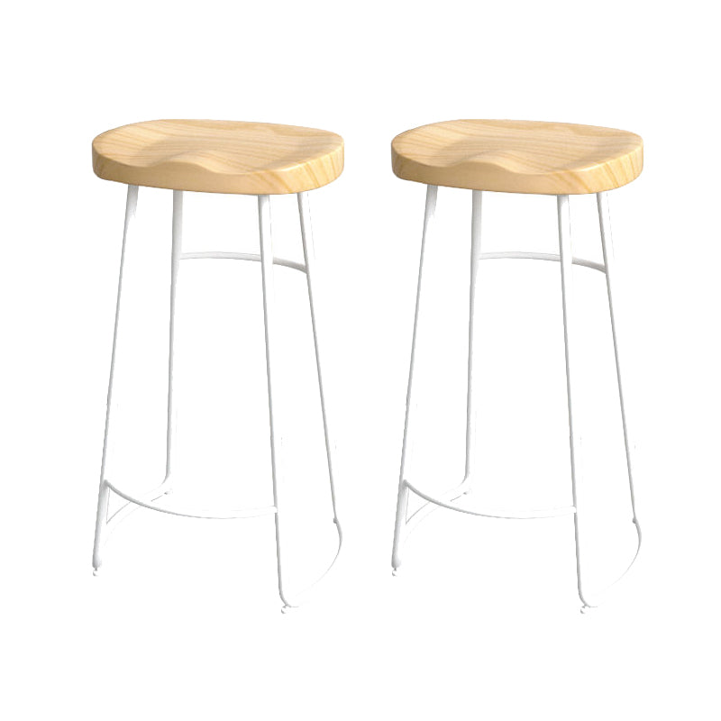 Modern Style Bar-stool with Footrest Iron Sled Legs for Kitchen Bar Natural Wood White 2 Piece Set Bar Stool(30"H) Clearhalo 'Bar Furniture' 'Bar Stools' 'bar_stools' 'furn' 'furn_bar_stools' 'furniture_bar_stools' 'Kitchen & Dining Furniture' 'kitchen&dining_furn' 'kitchen' 'kitchen_furn' Furniture' 4664972