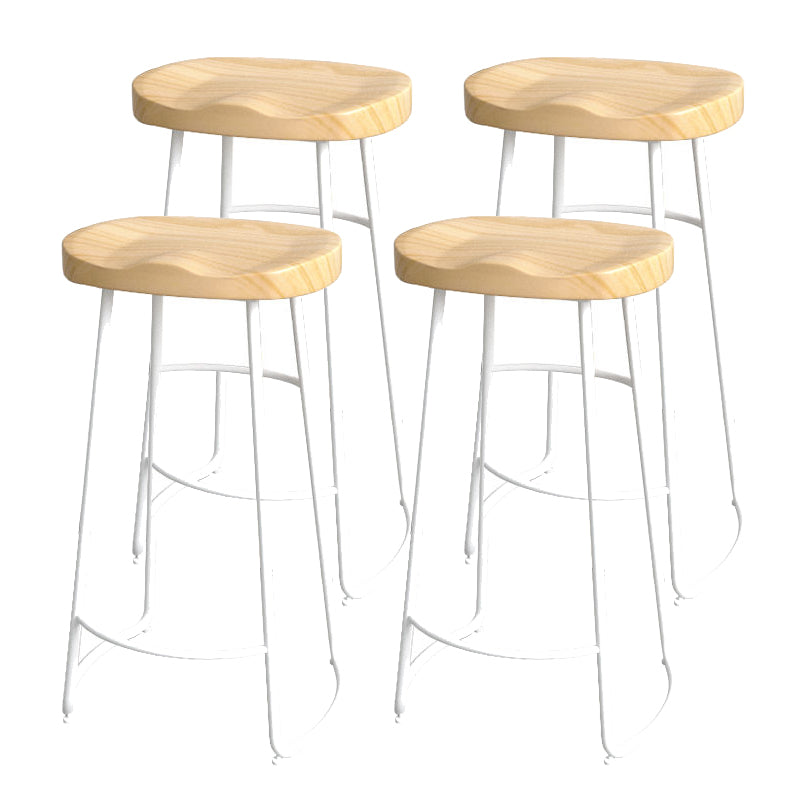 Modern Style Bar-stool with Footrest Iron Sled Legs for Kitchen Bar Natural Wood White 4 Piece Set Bar Stool(30"H) Clearhalo 'Bar Furniture' 'Bar Stools' 'bar_stools' 'furn' 'furn_bar_stools' 'furniture_bar_stools' 'Kitchen & Dining Furniture' 'kitchen&dining_furn' 'kitchen' 'kitchen_furn' Furniture' 4664973