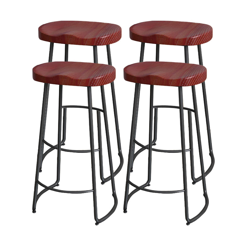 Modern Style Bar-stool with Footrest Iron Sled Legs for Kitchen Bar Black-Red 4 Piece Set Bar Stool(30"H) Clearhalo 'Bar Furniture' 'Bar Stools' 'bar_stools' 'furn' 'furn_bar_stools' 'furniture_bar_stools' 'Kitchen & Dining Furniture' 'kitchen&dining_furn' 'kitchen' 'kitchen_furn' Furniture' 4664979