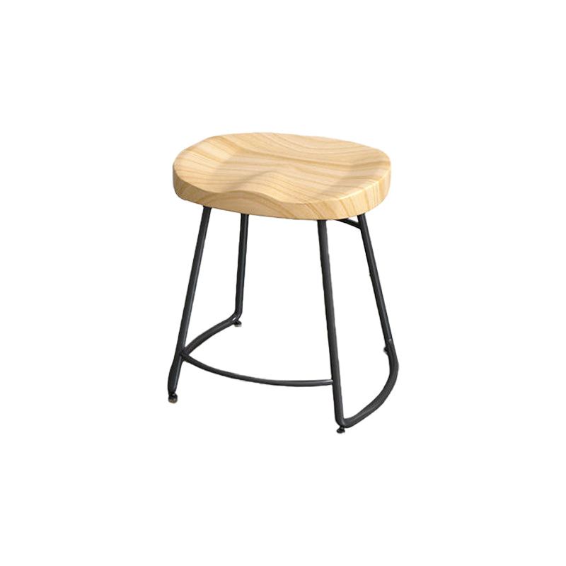Modern Style Bar-stool with Footrest Iron Sled Legs for Kitchen Bar Natural Wood Black 1 Piece Short Stool(22"H) Clearhalo 'Bar Furniture' 'Bar Stools' 'bar_stools' 'furn' 'furn_bar_stools' 'furniture_bar_stools' 'Kitchen & Dining Furniture' 'kitchen&dining_furn' 'kitchen' 'kitchen_furn' Furniture' 4664980