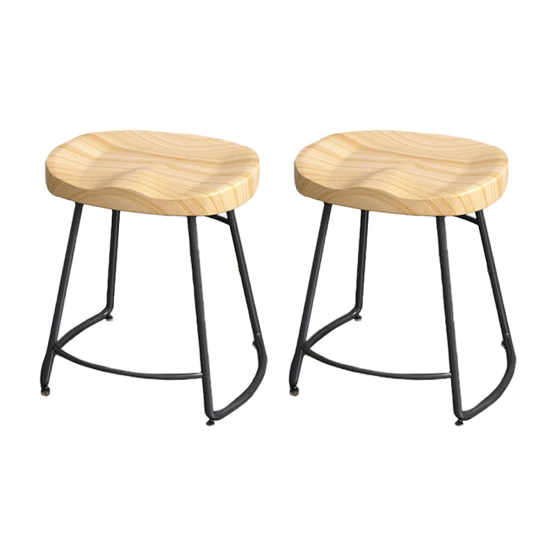Modern Style Bar-stool with Footrest Iron Sled Legs for Kitchen Bar Natural Wood Black 2 Piece Set Short Stool(22"H) Clearhalo 'Bar Furniture' 'Bar Stools' 'bar_stools' 'furn' 'furn_bar_stools' 'furniture_bar_stools' 'Kitchen & Dining Furniture' 'kitchen&dining_furn' 'kitchen' 'kitchen_furn' Furniture' 4664981