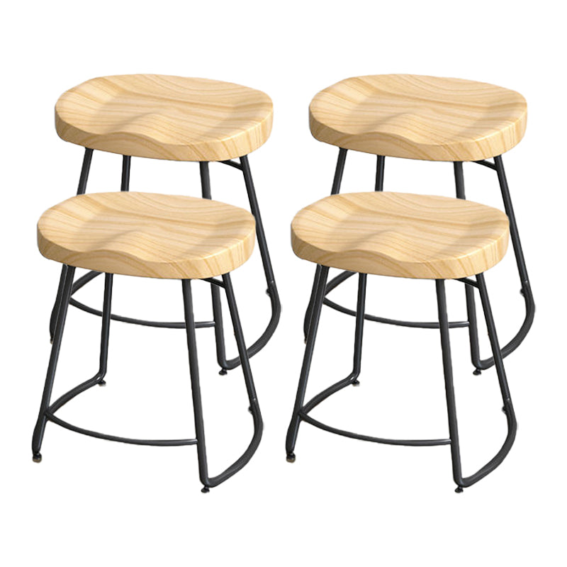 Modern Style Bar-stool with Footrest Iron Sled Legs for Kitchen Bar Natural Wood Black 4 Piece Set Short Stool(22"H) Clearhalo 'Bar Furniture' 'Bar Stools' 'bar_stools' 'furn' 'furn_bar_stools' 'furniture_bar_stools' 'Kitchen & Dining Furniture' 'kitchen&dining_furn' 'kitchen' 'kitchen_furn' Furniture' 4664982