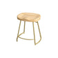 Modern Style Bar-stool with Footrest Iron Sled Legs for Kitchen Bar Natural Wood Antique Bronze 1 Piece Short Stool(22"H) Clearhalo 'Bar Furniture' 'Bar Stools' 'bar_stools' 'furn' 'furn_bar_stools' 'furniture_bar_stools' 'Kitchen & Dining Furniture' 'kitchen&dining_furn' 'kitchen' 'kitchen_furn' Furniture' 4664983