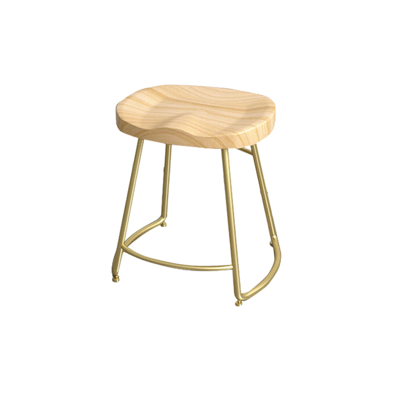Modern Style Bar-stool with Footrest Iron Sled Legs for Kitchen Bar Natural Wood Antique Bronze 1 Piece Short Stool(22"H) Clearhalo 'Bar Furniture' 'Bar Stools' 'bar_stools' 'furn' 'furn_bar_stools' 'furniture_bar_stools' 'Kitchen & Dining Furniture' 'kitchen&dining_furn' 'kitchen' 'kitchen_furn' Furniture' 4664983