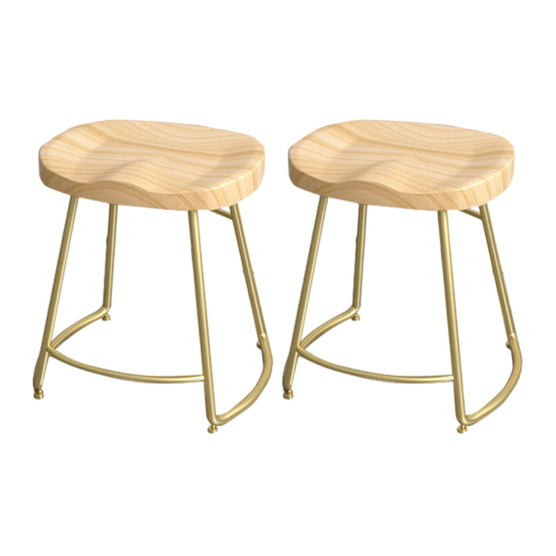 Modern Style Bar-stool with Footrest Iron Sled Legs for Kitchen Bar Natural Wood Antique Bronze 2 Piece Set Short Stool(22"H) Clearhalo 'Bar Furniture' 'Bar Stools' 'bar_stools' 'furn' 'furn_bar_stools' 'furniture_bar_stools' 'Kitchen & Dining Furniture' 'kitchen&dining_furn' 'kitchen' 'kitchen_furn' Furniture' 4664984