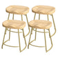 Modern Style Bar-stool with Footrest Iron Sled Legs for Kitchen Bar Natural Wood Antique Bronze 4 Piece Set Short Stool(22"H) Clearhalo 'Bar Furniture' 'Bar Stools' 'bar_stools' 'furn' 'furn_bar_stools' 'furniture_bar_stools' 'Kitchen & Dining Furniture' 'kitchen&dining_furn' 'kitchen' 'kitchen_furn' Furniture' 4664985