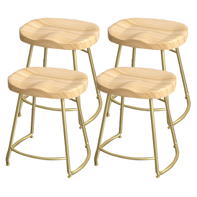 Modern Style Bar-stool with Footrest Iron Sled Legs for Kitchen Bar Natural Wood Antique Bronze 4 Piece Set Short Stool(22"H) Clearhalo 'Bar Furniture' 'Bar Stools' 'bar_stools' 'furn' 'furn_bar_stools' 'furniture_bar_stools' 'Kitchen & Dining Furniture' 'kitchen&dining_furn' 'kitchen' 'kitchen_furn' Furniture' 4664985