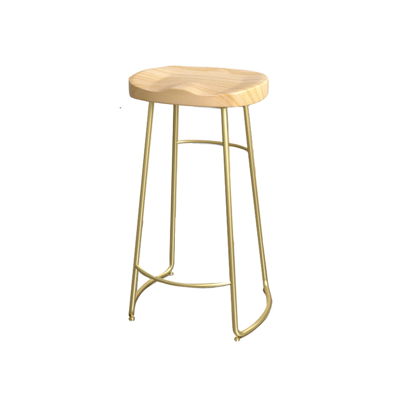 Modern Style Bar-stool with Footrest Iron Sled Legs for Kitchen Bar Natural Wood Antique Bronze 1 Piece Bar Stool(30"H) Clearhalo 'Bar Furniture' 'Bar Stools' 'bar_stools' 'furn' 'furn_bar_stools' 'furniture_bar_stools' 'Kitchen & Dining Furniture' 'kitchen&dining_furn' 'kitchen' 'kitchen_furn' Furniture' 4664986