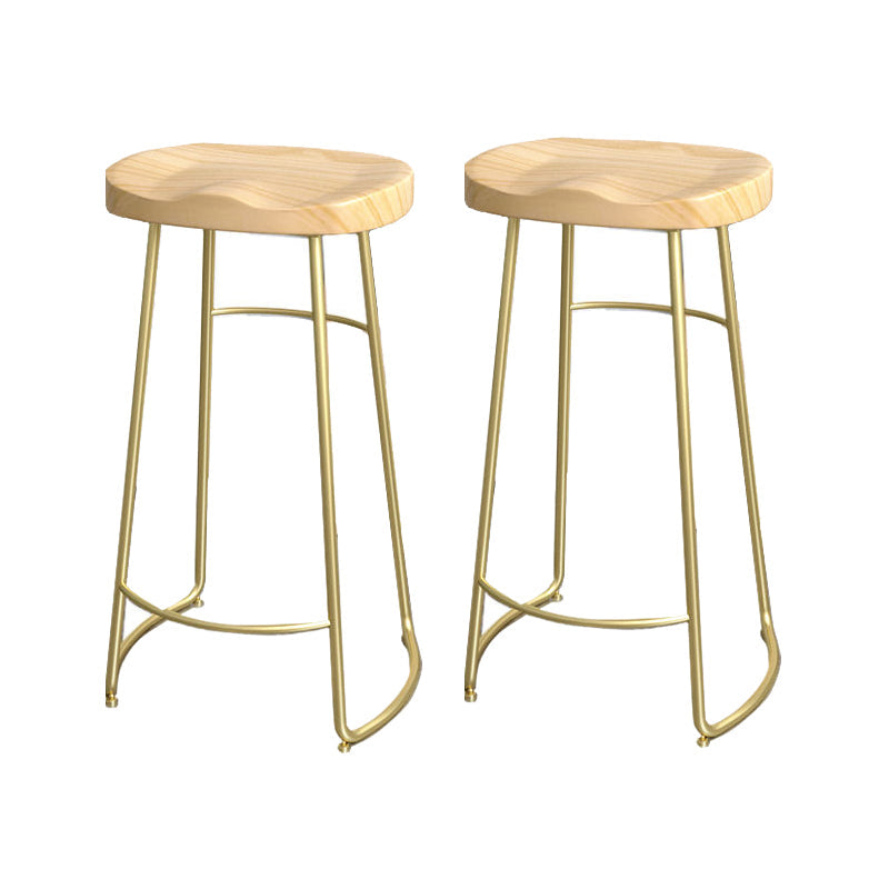 Modern Style Bar-stool with Footrest Iron Sled Legs for Kitchen Bar Natural Wood Antique Bronze 2 Piece Set Bar Stool(30"H) Clearhalo 'Bar Furniture' 'Bar Stools' 'bar_stools' 'furn' 'furn_bar_stools' 'furniture_bar_stools' 'Kitchen & Dining Furniture' 'kitchen&dining_furn' 'kitchen' 'kitchen_furn' Furniture' 4664987