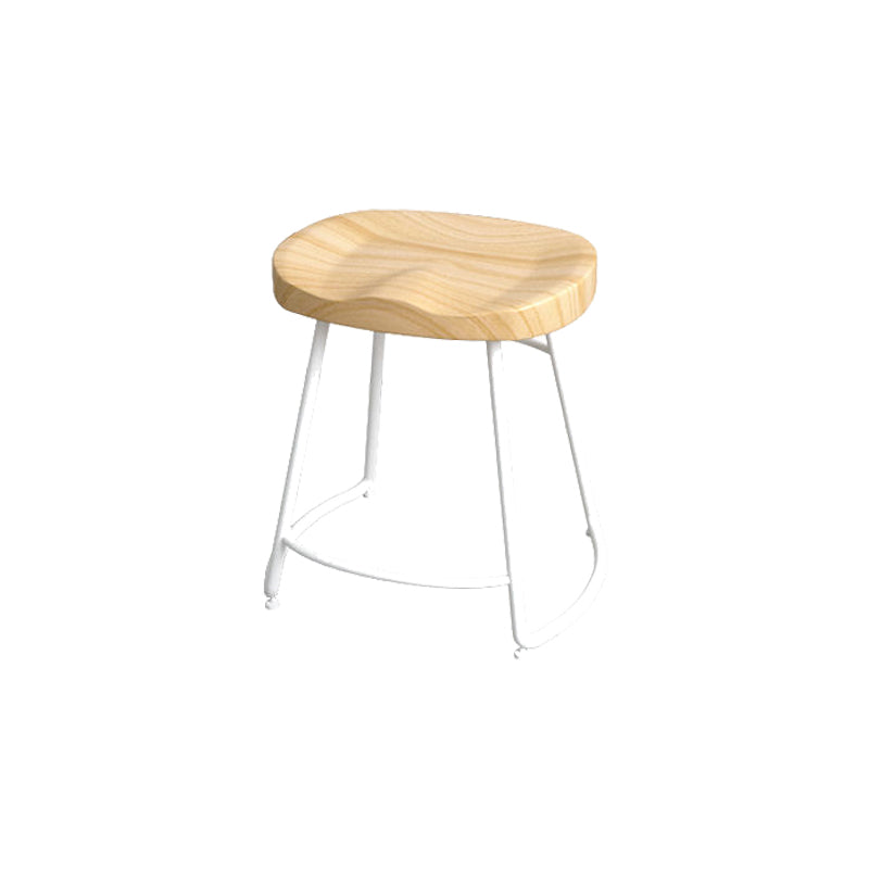 Modern Style Bar-stool with Footrest Iron Sled Legs for Kitchen Bar Natural Wood White 1 Piece Short Stool(22"H) Clearhalo 'Bar Furniture' 'Bar Stools' 'bar_stools' 'furn' 'furn_bar_stools' 'furniture_bar_stools' 'Kitchen & Dining Furniture' 'kitchen&dining_furn' 'kitchen' 'kitchen_furn' Furniture' 4664989