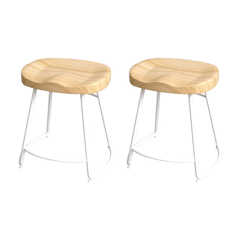 Modern Style Bar-stool with Footrest Iron Sled Legs for Kitchen Bar Natural Wood White 2 Piece Set Short Stool(22"H) Clearhalo 'Bar Furniture' 'Bar Stools' 'bar_stools' 'furn' 'furn_bar_stools' 'furniture_bar_stools' 'Kitchen & Dining Furniture' 'kitchen&dining_furn' 'kitchen' 'kitchen_furn' Furniture' 4664990