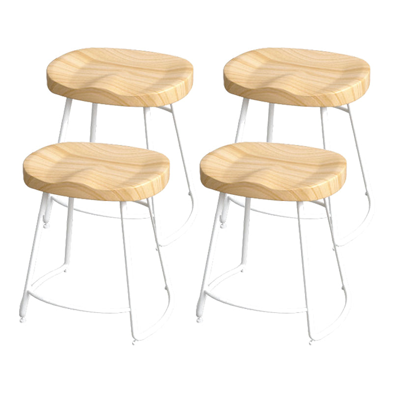 Modern Style Bar-stool with Footrest Iron Sled Legs for Kitchen Bar Natural Wood White 4 Piece Set Short Stool(22"H) Clearhalo 'Bar Furniture' 'Bar Stools' 'bar_stools' 'furn' 'furn_bar_stools' 'furniture_bar_stools' 'Kitchen & Dining Furniture' 'kitchen&dining_furn' 'kitchen' 'kitchen_furn' Furniture' 4664991