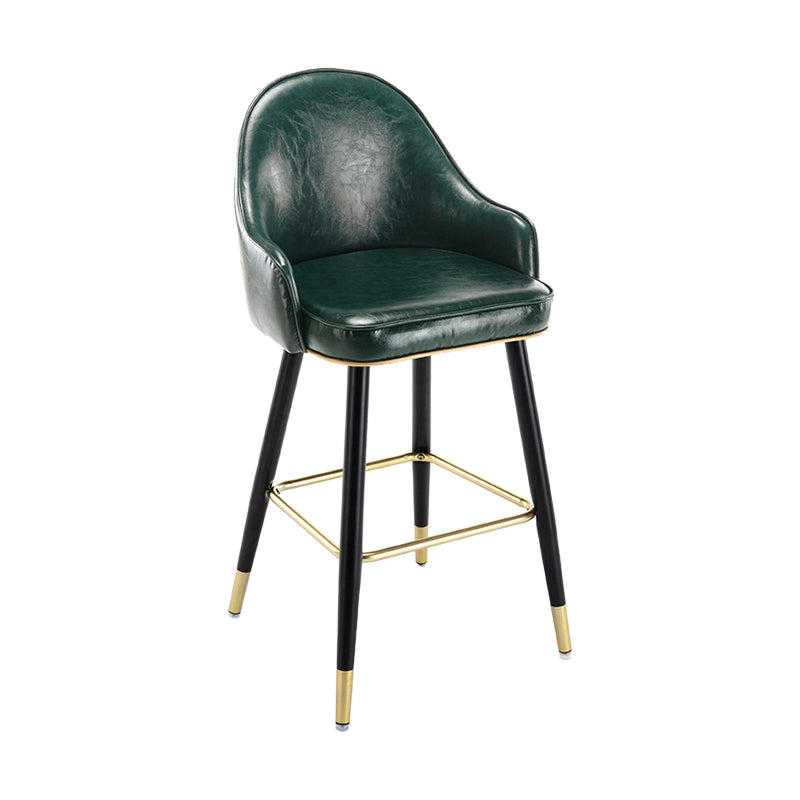 Low Back Matte Finish Bar Stool Footrest Armed Glam Upholstered Stool Dark Green 1 Piece Clearhalo 'Bar Furniture' 'Bar Stools' 'bar_stools' 'furn' 'furn_bar_stools' 'furniture_bar_stools' 'Kitchen & Dining Furniture' 'kitchen&dining_furn' 'kitchen' 'kitchen_furn' Furniture' 4664997