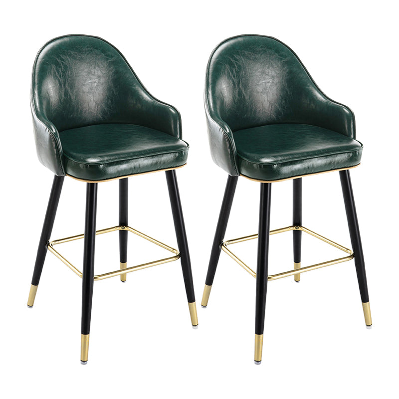 Low Back Matte Finish Bar Stool Footrest Armed Glam Upholstered Stool Dark Green 2 Piece Set Clearhalo 'Bar Furniture' 'Bar Stools' 'bar_stools' 'furn' 'furn_bar_stools' 'furniture_bar_stools' 'Kitchen & Dining Furniture' 'kitchen&dining_furn' 'kitchen' 'kitchen_furn' Furniture' 4664998