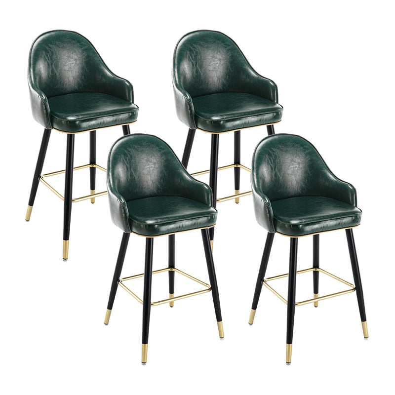 Low Back Matte Finish Bar Stool Footrest Armed Glam Upholstered Stool Dark Green 4 Piece Set Clearhalo 'Bar Furniture' 'Bar Stools' 'bar_stools' 'furn' 'furn_bar_stools' 'furniture_bar_stools' 'Kitchen & Dining Furniture' 'kitchen&dining_furn' 'kitchen' 'kitchen_furn' Furniture' 4665000