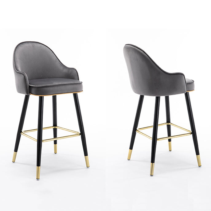 Low Back Matte Finish Bar Stool Footrest Armed Glam Upholstered Stool Clearhalo 'Bar Furniture' 'Bar Stools' 'bar_stools' 'furn' 'furn_bar_stools' 'furniture_bar_stools' 'Kitchen & Dining Furniture' 'kitchen&dining_furn' 'kitchen' 'kitchen_furn' Furniture' 4665003