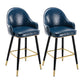 Low Back Matte Finish Bar Stool Footrest Armed Glam Upholstered Stool Navy Blue 2 Piece Set Clearhalo 'Bar Furniture' 'Bar Stools' 'bar_stools' 'furn' 'furn_bar_stools' 'furniture_bar_stools' 'Kitchen & Dining Furniture' 'kitchen&dining_furn' 'kitchen' 'kitchen_furn' Furniture' 4665004