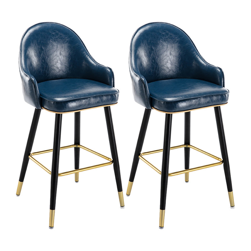Low Back Matte Finish Bar Stool Footrest Armed Glam Upholstered Stool Navy Blue 2 Piece Set Clearhalo 'Bar Furniture' 'Bar Stools' 'bar_stools' 'furn' 'furn_bar_stools' 'furniture_bar_stools' 'Kitchen & Dining Furniture' 'kitchen&dining_furn' 'kitchen' 'kitchen_furn' Furniture' 4665004