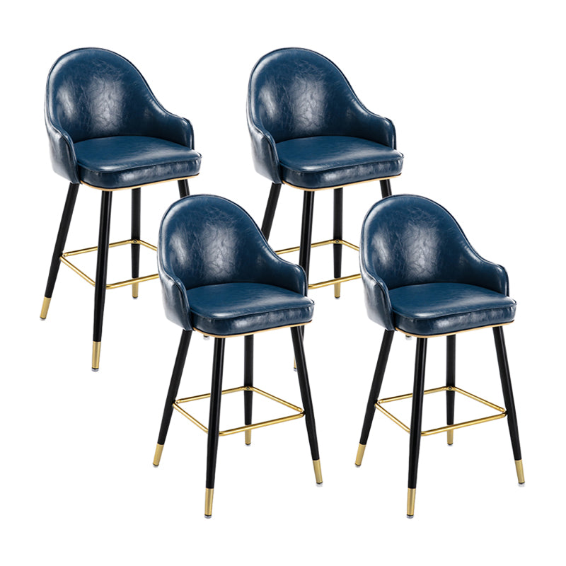 Low Back Matte Finish Bar Stool Footrest Armed Glam Upholstered Stool Navy Blue 4 Piece Set Clearhalo 'Bar Furniture' 'Bar Stools' 'bar_stools' 'furn' 'furn_bar_stools' 'furniture_bar_stools' 'Kitchen & Dining Furniture' 'kitchen&dining_furn' 'kitchen' 'kitchen_furn' Furniture' 4665006