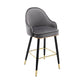 Low Back Matte Finish Bar Stool Footrest Armed Glam Upholstered Stool Dark Gray 1 Piece Clearhalo 'Bar Furniture' 'Bar Stools' 'bar_stools' 'furn' 'furn_bar_stools' 'furniture_bar_stools' 'Kitchen & Dining Furniture' 'kitchen&dining_furn' 'kitchen' 'kitchen_furn' Furniture' 4665008