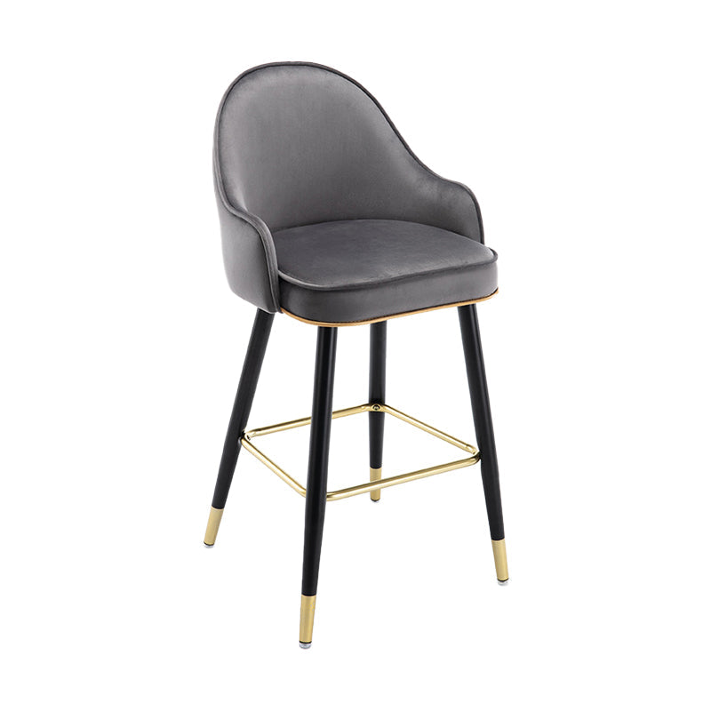 Low Back Matte Finish Bar Stool Footrest Armed Glam Upholstered Stool Dark Gray 1 Piece Clearhalo 'Bar Furniture' 'Bar Stools' 'bar_stools' 'furn' 'furn_bar_stools' 'furniture_bar_stools' 'Kitchen & Dining Furniture' 'kitchen&dining_furn' 'kitchen' 'kitchen_furn' Furniture' 4665008