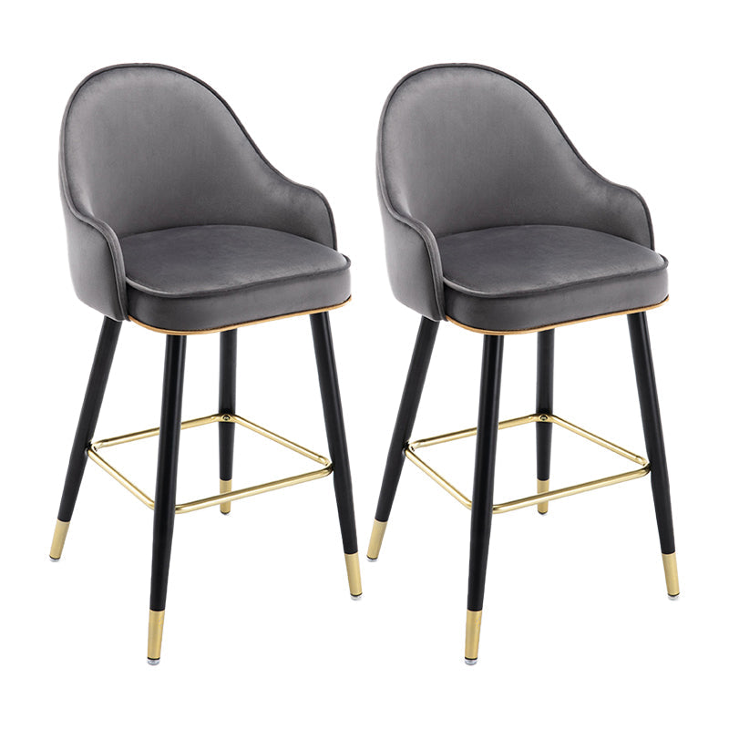 Low Back Matte Finish Bar Stool Footrest Armed Glam Upholstered Stool Dark Gray 2 Piece Set Clearhalo 'Bar Furniture' 'Bar Stools' 'bar_stools' 'furn' 'furn_bar_stools' 'furniture_bar_stools' 'Kitchen & Dining Furniture' 'kitchen&dining_furn' 'kitchen' 'kitchen_furn' Furniture' 4665010