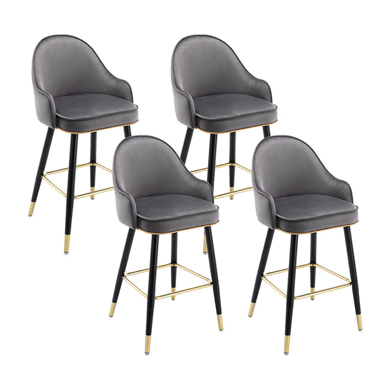 Low Back Matte Finish Bar Stool Footrest Armed Glam Upholstered Stool Dark Gray 4 Piece Set Clearhalo 'Bar Furniture' 'Bar Stools' 'bar_stools' 'furn' 'furn_bar_stools' 'furniture_bar_stools' 'Kitchen & Dining Furniture' 'kitchen&dining_furn' 'kitchen' 'kitchen_furn' Furniture' 4665013