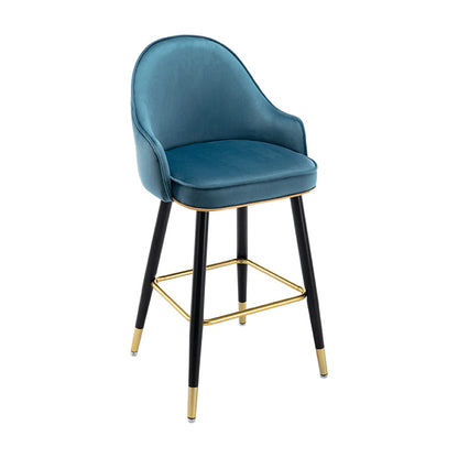 Low Back Matte Finish Bar Stool Footrest Armed Glam Upholstered Stool Royal Blue 1 Piece Clearhalo 'Bar Furniture' 'Bar Stools' 'bar_stools' 'furn' 'furn_bar_stools' 'furniture_bar_stools' 'Kitchen & Dining Furniture' 'kitchen&dining_furn' 'kitchen' 'kitchen_furn' Furniture' 4665014