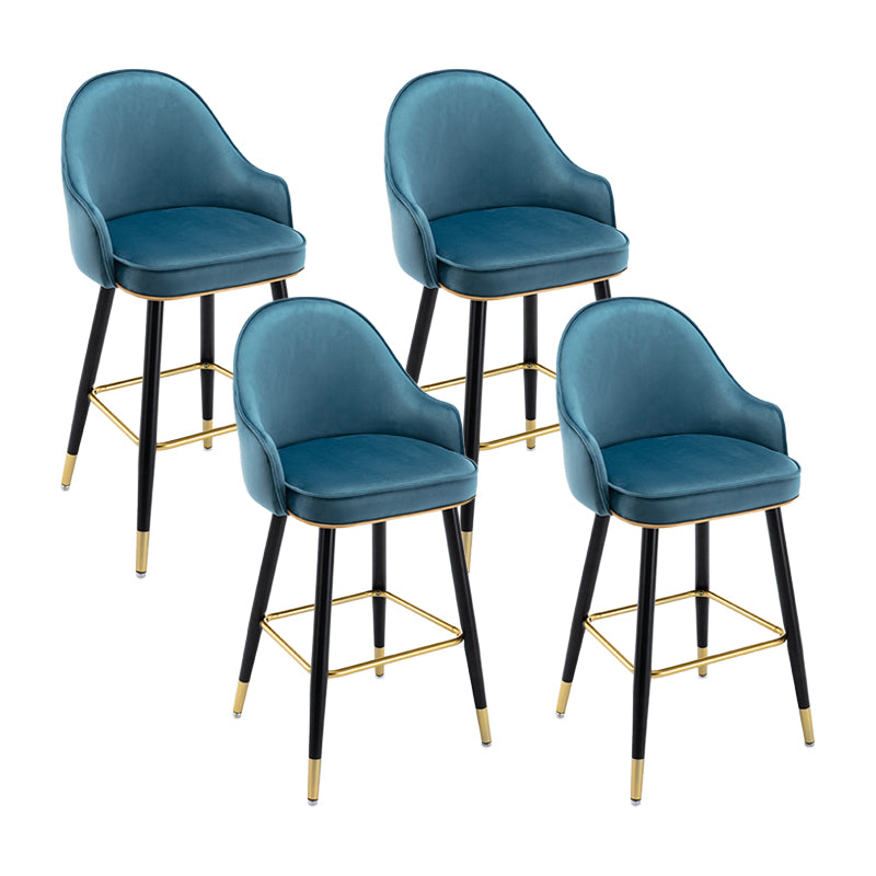 Low Back Matte Finish Bar Stool Footrest Armed Glam Upholstered Stool Royal Blue 4 Piece Set Clearhalo 'Bar Furniture' 'Bar Stools' 'bar_stools' 'furn' 'furn_bar_stools' 'furniture_bar_stools' 'Kitchen & Dining Furniture' 'kitchen&dining_furn' 'kitchen' 'kitchen_furn' Furniture' 4665016