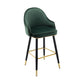 Low Back Matte Finish Bar Stool Footrest Armed Glam Upholstered Stool Blackish Green 1 Piece Clearhalo 'Bar Furniture' 'Bar Stools' 'bar_stools' 'furn' 'furn_bar_stools' 'furniture_bar_stools' 'Kitchen & Dining Furniture' 'kitchen&dining_furn' 'kitchen' 'kitchen_furn' Furniture' 4665017