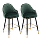 Low Back Matte Finish Bar Stool Footrest Armed Glam Upholstered Stool Blackish Green 2 Piece Set Clearhalo 'Bar Furniture' 'Bar Stools' 'bar_stools' 'furn' 'furn_bar_stools' 'furniture_bar_stools' 'Kitchen & Dining Furniture' 'kitchen&dining_furn' 'kitchen' 'kitchen_furn' Furniture' 4665018