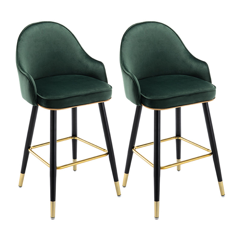 Low Back Matte Finish Bar Stool Footrest Armed Glam Upholstered Stool Blackish Green 2 Piece Set Clearhalo 'Bar Furniture' 'Bar Stools' 'bar_stools' 'furn' 'furn_bar_stools' 'furniture_bar_stools' 'Kitchen & Dining Furniture' 'kitchen&dining_furn' 'kitchen' 'kitchen_furn' Furniture' 4665018