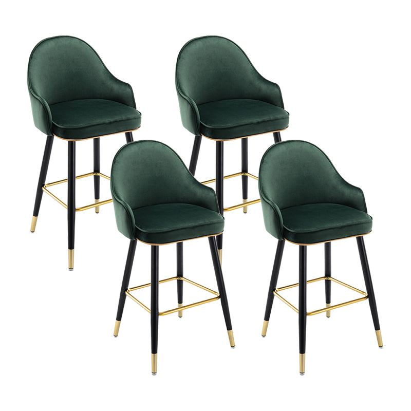 Low Back Matte Finish Bar Stool Footrest Armed Glam Upholstered Stool Blackish Green 4 Piece Set Clearhalo 'Bar Furniture' 'Bar Stools' 'bar_stools' 'furn' 'furn_bar_stools' 'furniture_bar_stools' 'Kitchen & Dining Furniture' 'kitchen&dining_furn' 'kitchen' 'kitchen_furn' Furniture' 4665019