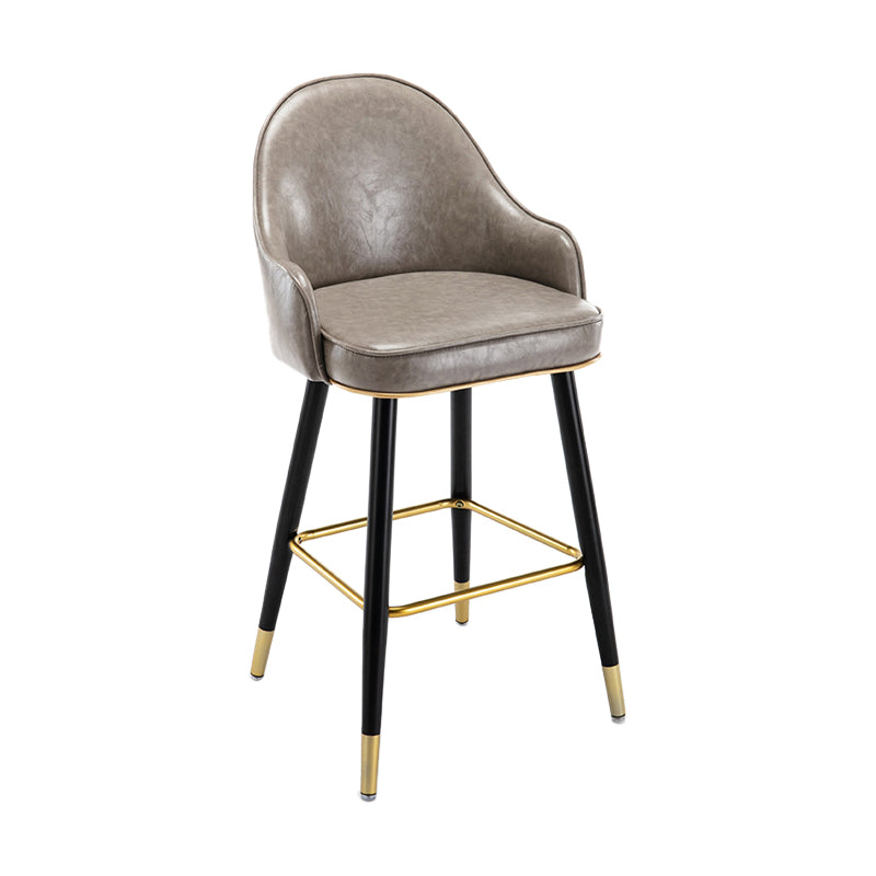Low Back Matte Finish Bar Stool Footrest Armed Glam Upholstered Stool Grey 1 Piece Clearhalo 'Bar Furniture' 'Bar Stools' 'bar_stools' 'furn' 'furn_bar_stools' 'furniture_bar_stools' 'Kitchen & Dining Furniture' 'kitchen&dining_furn' 'kitchen' 'kitchen_furn' Furniture' 4665020