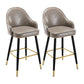 Low Back Matte Finish Bar Stool Footrest Armed Glam Upholstered Stool Grey 2 Piece Set Clearhalo 'Bar Furniture' 'Bar Stools' 'bar_stools' 'furn' 'furn_bar_stools' 'furniture_bar_stools' 'Kitchen & Dining Furniture' 'kitchen&dining_furn' 'kitchen' 'kitchen_furn' Furniture' 4665021