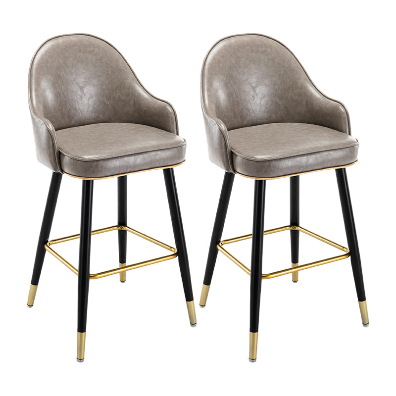 Low Back Matte Finish Bar Stool Footrest Armed Glam Upholstered Stool Grey 2 Piece Set Clearhalo 'Bar Furniture' 'Bar Stools' 'bar_stools' 'furn' 'furn_bar_stools' 'furniture_bar_stools' 'Kitchen & Dining Furniture' 'kitchen&dining_furn' 'kitchen' 'kitchen_furn' Furniture' 4665021