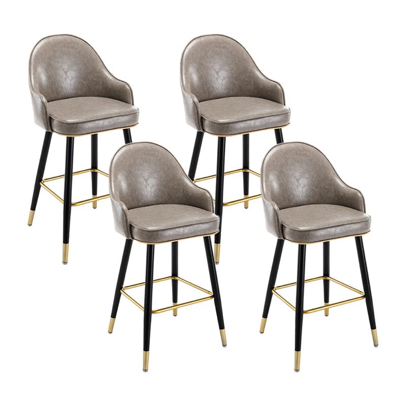 Low Back Matte Finish Bar Stool Footrest Armed Glam Upholstered Stool Grey 4 Piece Set Clearhalo 'Bar Furniture' 'Bar Stools' 'bar_stools' 'furn' 'furn_bar_stools' 'furniture_bar_stools' 'Kitchen & Dining Furniture' 'kitchen&dining_furn' 'kitchen' 'kitchen_furn' Furniture' 4665022