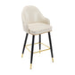 Low Back Matte Finish Bar Stool Footrest Armed Glam Upholstered Stool Off-White 1 Piece Clearhalo 'Bar Furniture' 'Bar Stools' 'bar_stools' 'furn' 'furn_bar_stools' 'furniture_bar_stools' 'Kitchen & Dining Furniture' 'kitchen&dining_furn' 'kitchen' 'kitchen_furn' Furniture' 4665023