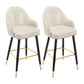 Low Back Matte Finish Bar Stool Footrest Armed Glam Upholstered Stool Off-White 2 Piece Set Clearhalo 'Bar Furniture' 'Bar Stools' 'bar_stools' 'furn' 'furn_bar_stools' 'furniture_bar_stools' 'Kitchen & Dining Furniture' 'kitchen&dining_furn' 'kitchen' 'kitchen_furn' Furniture' 4665024